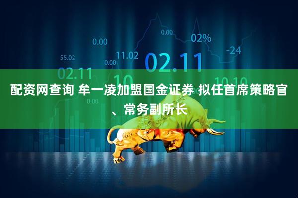 配资网查询 牟一凌加盟国金证券 拟任首席策略官、常务副所长
